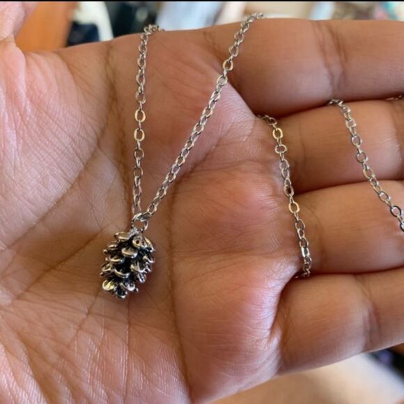 Gold OR Silver Small Pine Cone Adorable Necklace - Picture 7 of 8